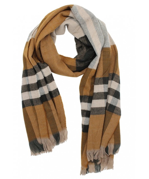Plaid Blanket Scarf Women Warm Soft Long Pashmina Scarves Wrap Cape Shawl - Brown - CF1888MN6TE