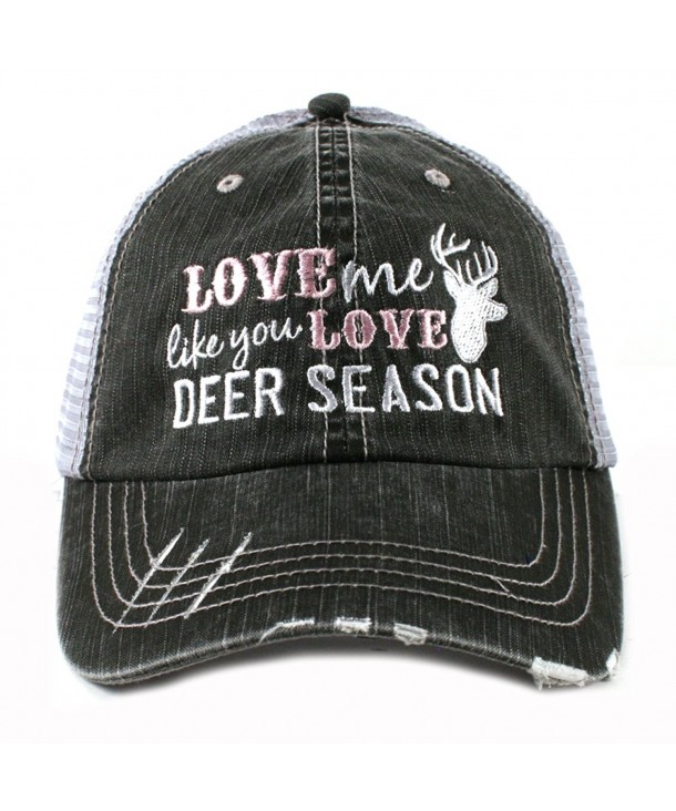 Love Me Like You Love Deer Season Hunting Women's Trucker Hat Cap by Katydid - Gray - C111OWNCQHN
