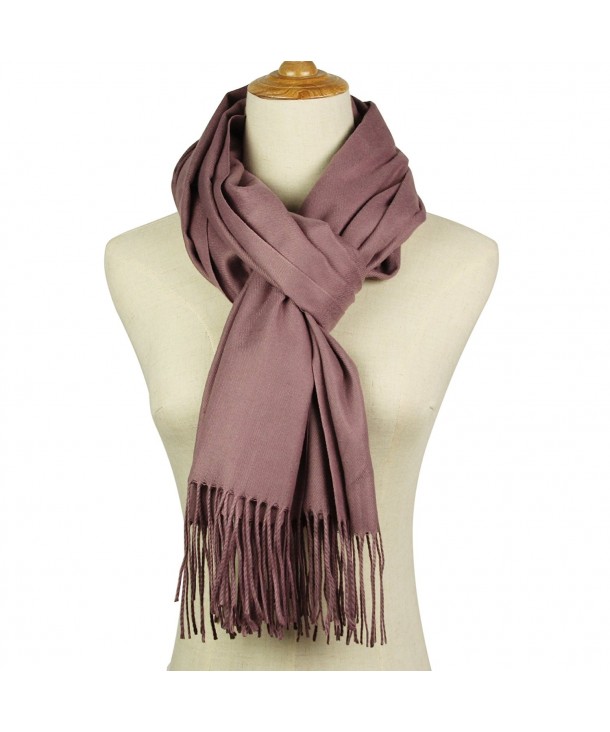 Cashmere Feel Blanket Scarf Super Soft with Tassel Solid Color Warm Shawl for Women and Men - Dark Purple - CH188NHDKZE
