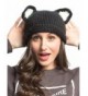 Clothink Women Brown Cute Bear Design Pom Pom Bobble Beanie Hat - Black - CH18629YI9T