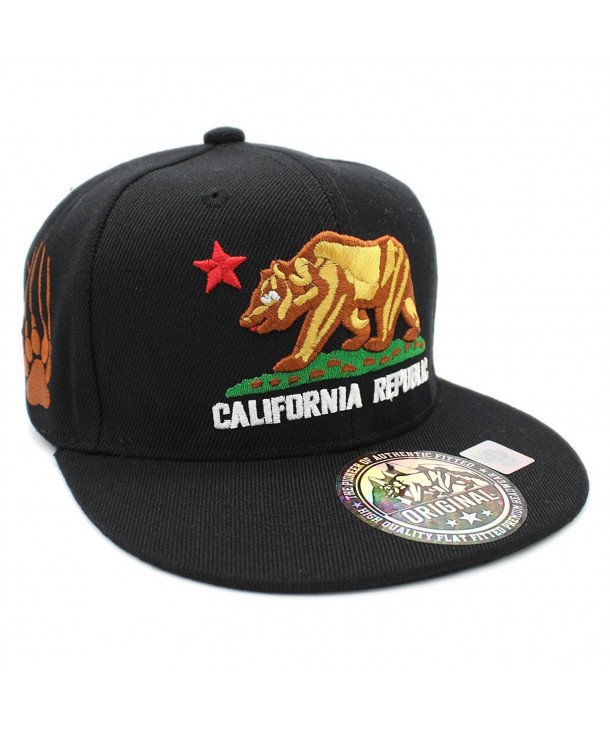 LAFSQ Kid's Youth Embroidered California Republic With Bear Claw Scratch Snapback Cap - black/copper - C1188RL2NAD