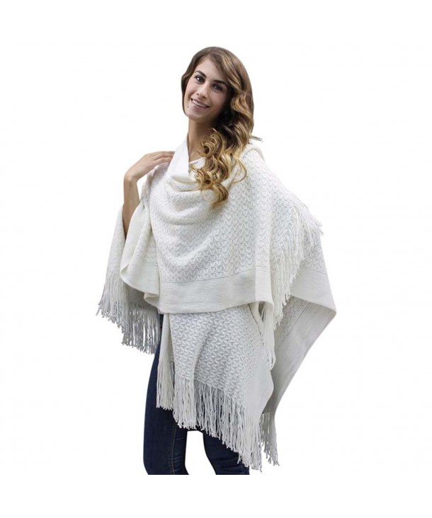 Metallic Knit Shawl Wrap - Ivory - CK11O64GWOV