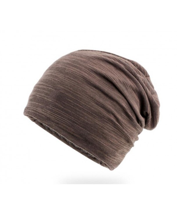 Elwow Men's Breathable Thin Cotton Yarn Fabric Slouch Comfort Daily Skull Beanie Stretch Fit Hat Cap - Coffe - CU17YCA70MK