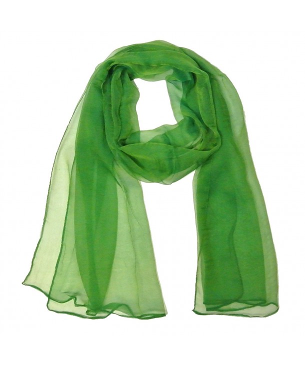 Allydrew Solid Color Silk Long Scarf- Green - C911M4O4VTN