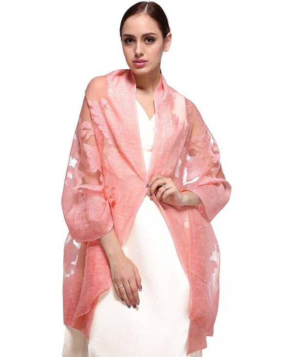 Yueying Printing Silk Scarf Fashion Scarves Long Lightweight Sheer Neck Chiffon Scarf - Pink - CD185NZRHAW