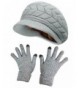 HindaWi Winter Hats For Women Girls Warm Wool Knit Snow Ski Skull Cap With Visor - _Hat and Gloves(grey) - C6185W7D56D