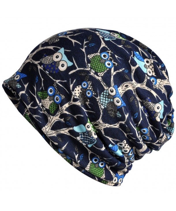 Kuyou Women's Multifunction Hat owl Skull Cap scarf (Blue Plus cashmere) - C31889LYX2T