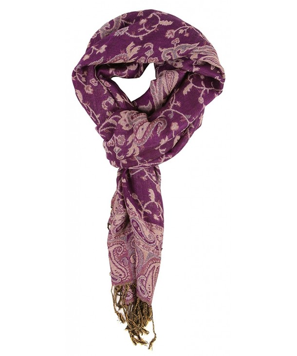 LibbySue-Reversible Tapestry Paisley Pashmina Scarf Shawl Wrap in Rich Colors - Purple - C611PRRK7MT