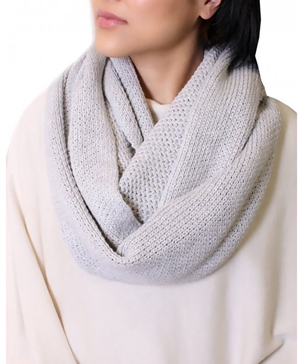 (8 COLORS) 100% ORGANIC COTTON Knit Infinity Scarf- Super Soft Stretch Thick Chunky Warm - Light Grey - CJ188S5ISTI