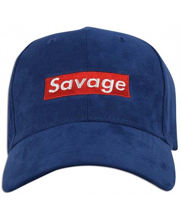 JLGUSA Savage Embroidered Dad Cap Hat Adjustable Polo Style Unconstructed - Polyester | Navy - CH188AAMTAD