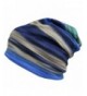 Womens Winter Fleece Rainbow Stripes Slouchy Baggy Beanie Hat Cap Hood Hairband - Blue - CV12EQ4PQ01
