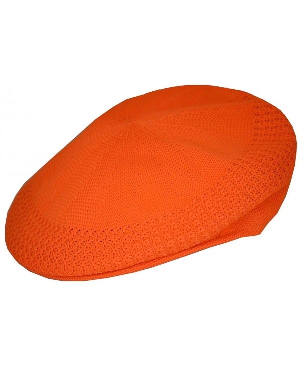 KB Men's Mesh Ivy Cabbie Cap Crochet Hat Orange - CL12FE11VFT