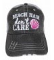 Embroidered "Beach Hair Don't Care" Distressed Look Grey Trucker Baseball Cap - Hot Pink Shell - CN12IL0QDEJ