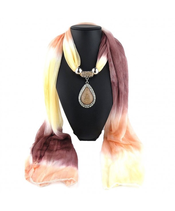 Ysiop Women Dacron Gradient Scarf Necklace Drop Pendant Hijab Neckwear - Brown - CN12GEASTB7