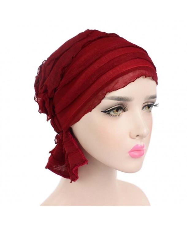 KINGREE Chemo Cap-Turban Headwear-Multi Function Headwrap and Chemo Hats For Hairloss - Red Wine - CE186Z982T9