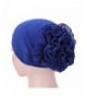 Women Head Wrap-Matoen Flower Muslim Ruffle Cancer Chemo Hat Beanie Scarf Turban Cap - Dark Blue - CZ185O26YIM