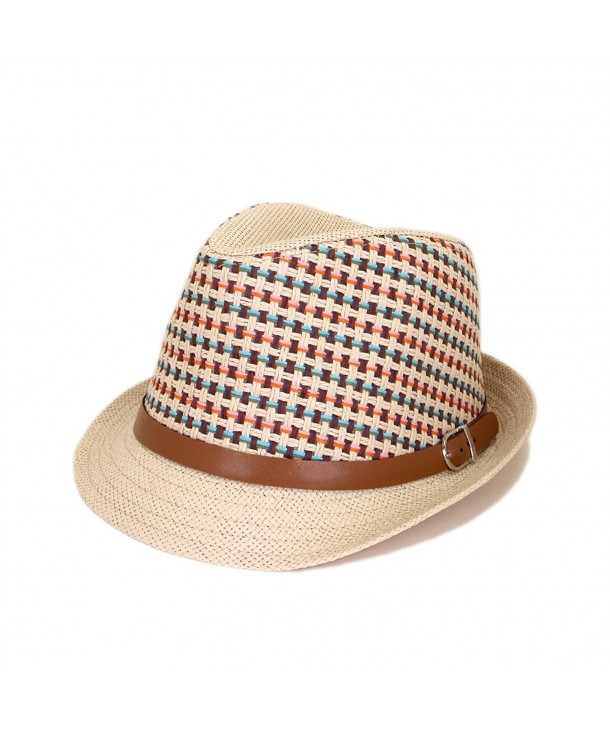 Multicolor Cowboy Cowgirl Fedora Straw Hat w/ Leather Band - 2 Colors Avail - Blue - CV11G2UB8TL