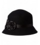 Sakkas Alice Satin Rose Vintage Style Wool Cloche Hat - Black - CT11GBXK5TD