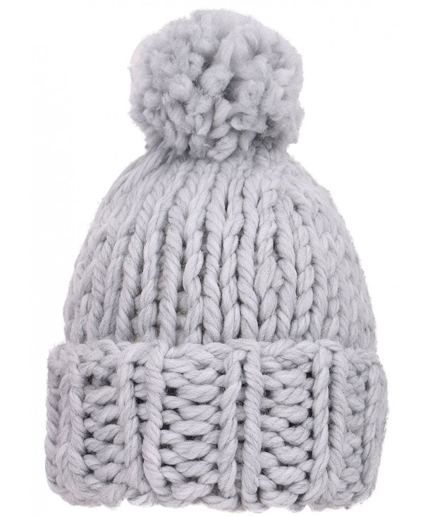 Livingston Soft Warm Thick Hat Winter Cap Girls Cable Knit Beanie - Grey - CT189XLC0Y2