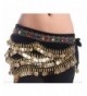 Women's Belly Dance Hip Scarf- Multi-row Silver Coin Dance Skirt with Rhinestones 310 Gold Coins - 5 - CM123F8Q17V