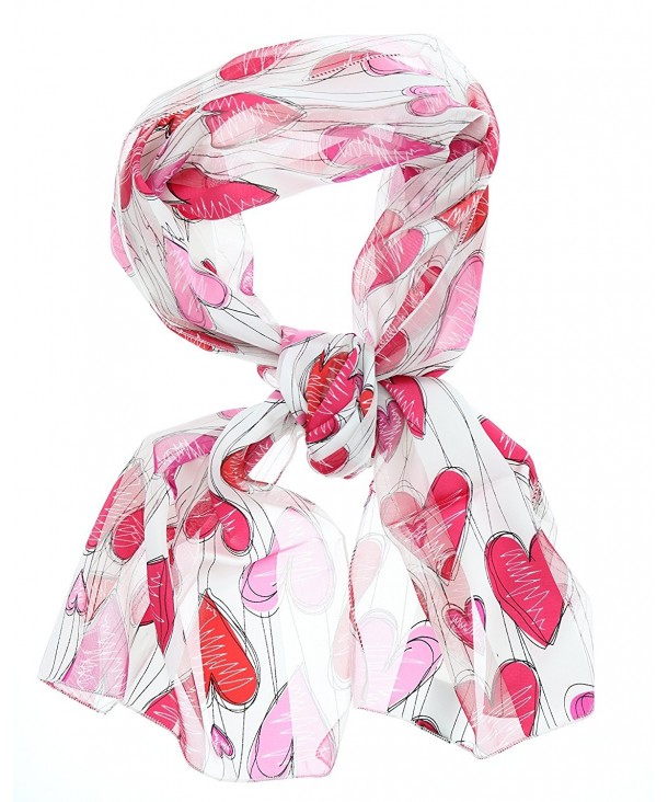 Women's Silky Feel Classic Holiday Scarf- 12"x60"- Giftboxed - Valentine Sketch Hearts - CZ180LYXYAX