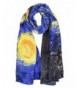 Luxurious 100% Charmeuse Silk Long Scarf Hand Rolled Edge Van Gogh's "Starry Night" - CZ11OQLPXVR