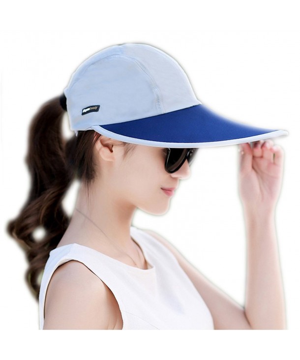 Gudessly Outdoor Recreation Sports Anti UV UPF 50+ Sun Hat Wide Brim Baseball Cap Large Sun Visor - Blue - CS184Z934K3