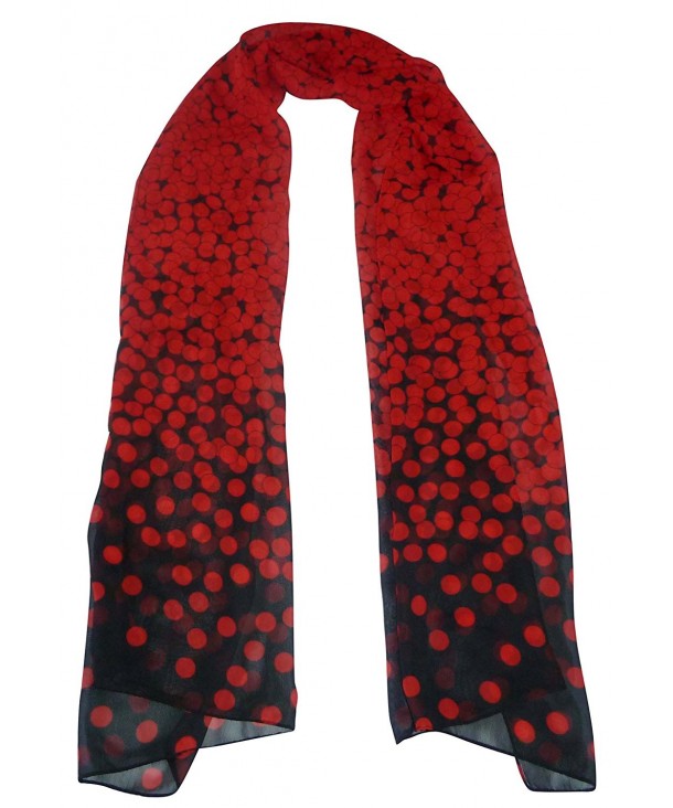 Eshops Gradual Color And Small Dots Print Silk Women Scarf Soft Fall Shawl - Black/Red - CX11M2YXE5H