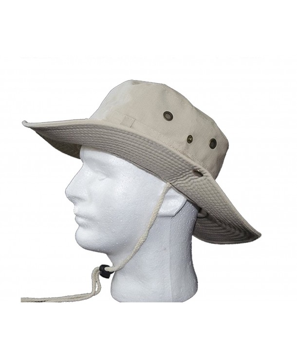 Outdoor Wide Brim Boonie Hat Mens Safari Chin Cord Hats Fishing Sun Bucket Cap - CA12NFF2VRH