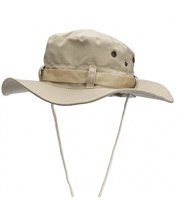 Outdoor Wide Brim Boonie Hat Mens Safari Chin Cord Hats Fishing Sun ...