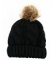 ANGELA & WILLIAM Women's Thick Cable Knit Beanie Hat With Soft Fur Pom Pom - Black - CA126H24C2X