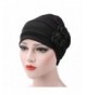 WETOO Womens Chemo Turban Hats Flower Headscarf Scarf Beanie Cap For Cancer Patient - Black - C718898KUH2