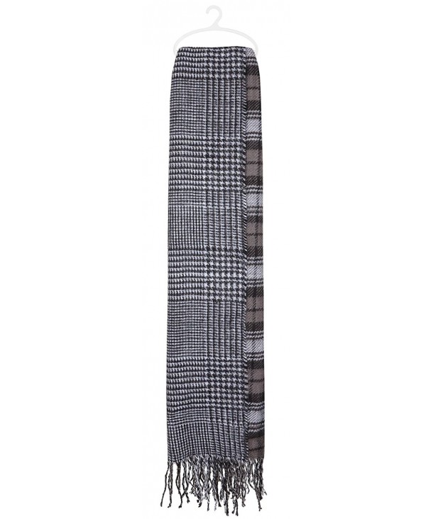 Capelli New York Double sided blackwatch plaid / hounstooth blanket scarf - Black Combo - CO124SD4EAH