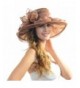 Elegant Women Organza Wide Brim Church Derby Kentucky Party Hat (Multicolor) - Brown - C611ZQLBGT9