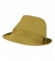 Men's 100% Cotton Summer Cool Solid Blank Fedora Derby Trilby Hat - Khaki - C611912Q3Q5
