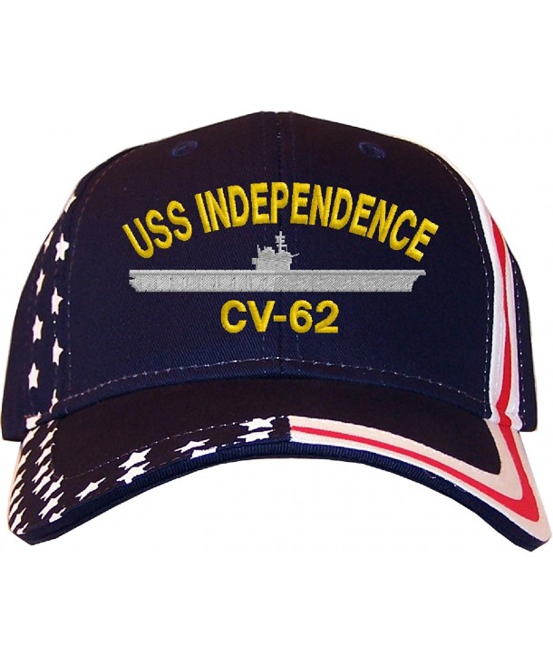 Spiffy Custom Gifts USS Independence CV-62 Stars & Stripes Baseball Cap Navy - C912LC86IDN