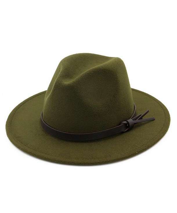 Lisianthus Women Belt Knot Woolen Fedora - Army-green - CA182OND3AX