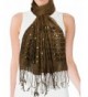 Linen Fashion Hand Embroidered Flowers & Rivets Long Scarf Shawl - Brown - C61157WVIJ5