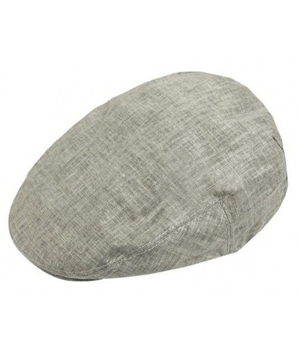 Men's Fitted 100% Linen Newsboy Ivy Flat Snap Cap hat - Grey/Gray - CR11LJ3J0RN