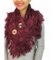 Women's Heather Fringe Shoulder Accent Coconut Buttons Cable Knit Shoulder Scarf Wrap YS-3680 - Burgundy - CV12NYAJPYO