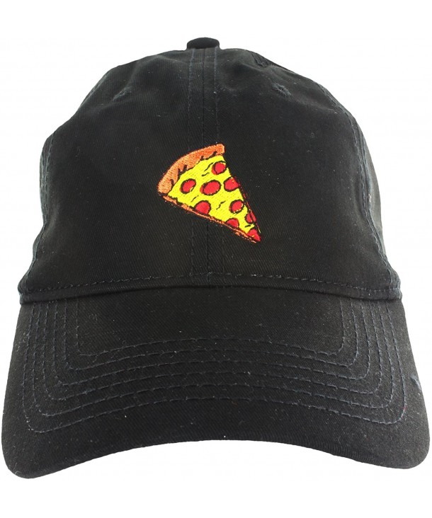 Pizza Dad Hat Cap Pizza Embroidered Adjustable Baseball Cap - Black - C212ICHKF6D