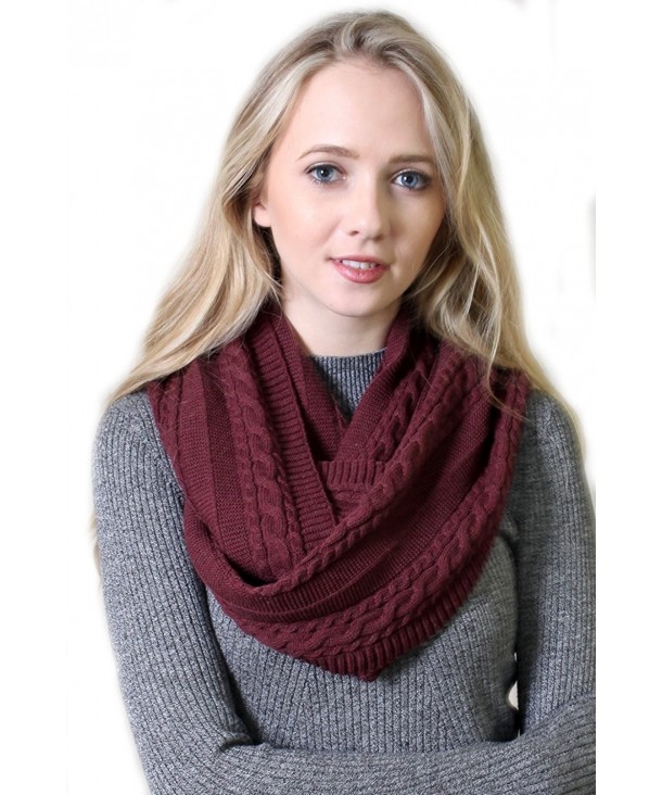 (10 COLORS) 100% Organic Cotton Cable Knit Infinity Scarf- Super Soft Thick Warm Classic Non-Toxic - Plum - CN188S6LE77