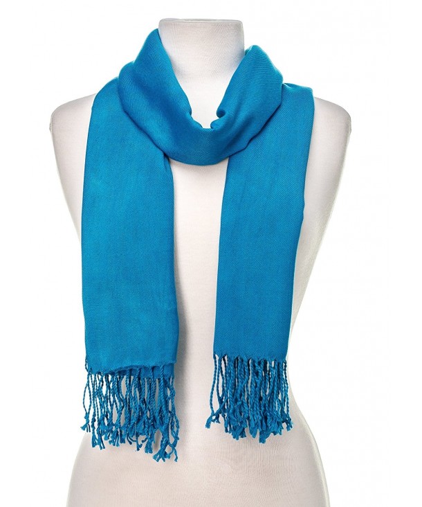 Gift Packaged Noble Mount Solid Plain Pashmina Scarf with a Complimentary Gift - Turquoise Blue - CB1135EEN7L
