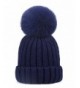 EVRFELAN Winter Pompoms Beanie Crochet - Fox Navy Blue1 - C318550DAXQ