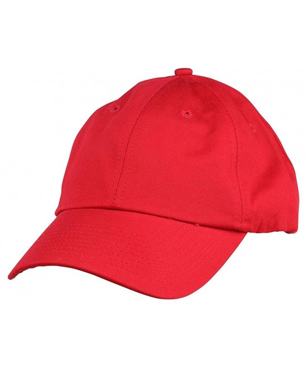 Unisex Casual Baseball Cotton Solid Color Cap Adjustable Low Profile Plain Visor Sporty Hat - Red - CI185RL06T6