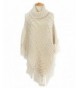 Camellia12 Chunky Knit Turtleneck Tassels Poncho Sweater Shawl Wrap Blanket Cape - CX186SDH0CE