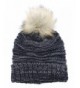 Bioterti Women's Slouchy Knit Beanie: Bobble Hat Faux Fur Pom Pom Oversized Ski Cap - Black+white - C51892ED32S