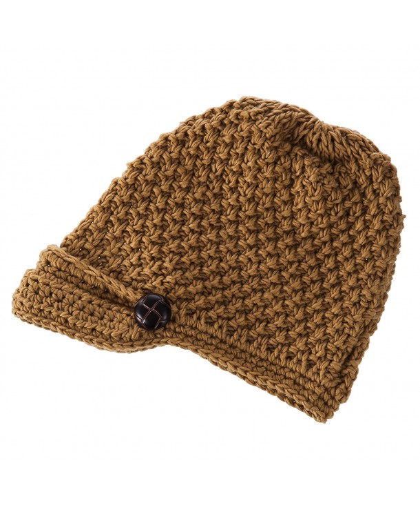 Blossom Boutique Button Brim Knit Hat - Camel - CG12MA43EQ6