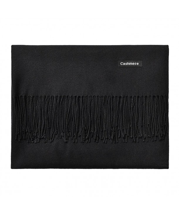 L'vow Women's Soft Cashmere Blend Evening Scarves Pashmina Cape Shawl Wraps Stole - Black - CD1873MS6QG