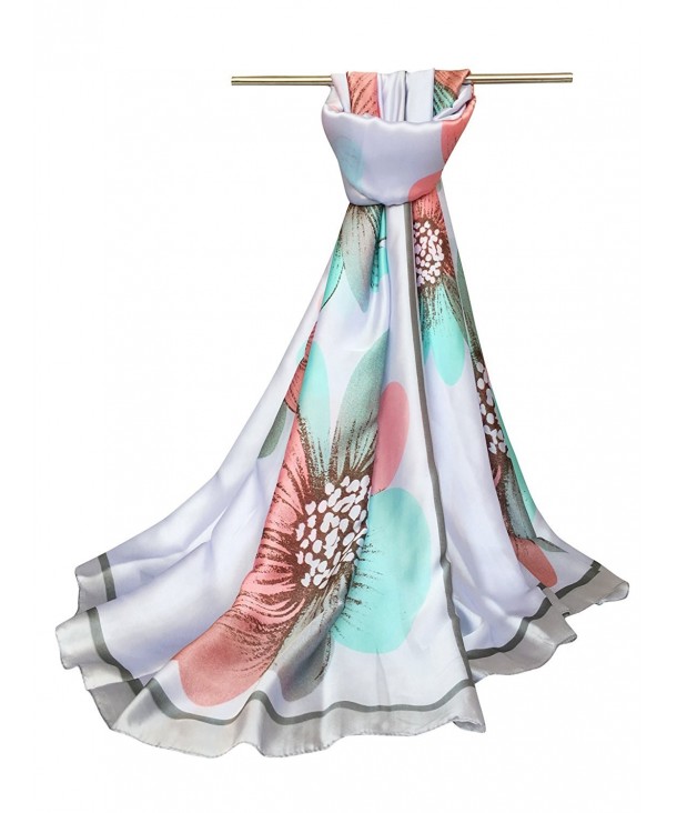 DOCILA Silk-Like Shawl- Elegant Ladies Party Wrap- Fashion Flower Scarf - Lightgrey - CB183MKGN4C